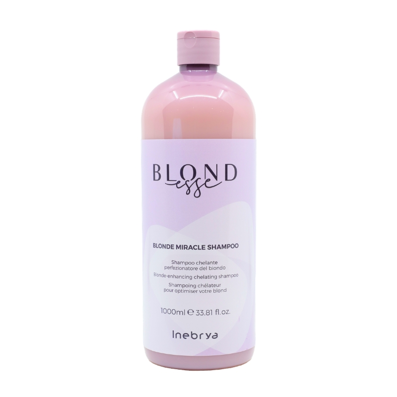 Inebrya Blondesse Miracle Blonde Miracle Shampoo, Chelante e Antipolluzione per Capelli Biondi con Olio di Cocco e Aloe Vera, 300ml - 1000ml