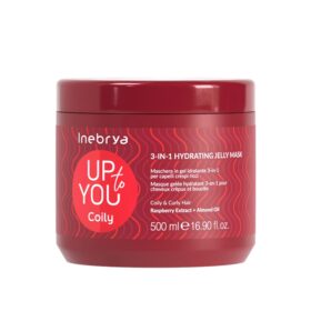 Inebrya Up to You Coily 3 in 1 Hydrating Jelly Mask, Maschera in Gel per Capelli Crespi e Ricci, 500ml